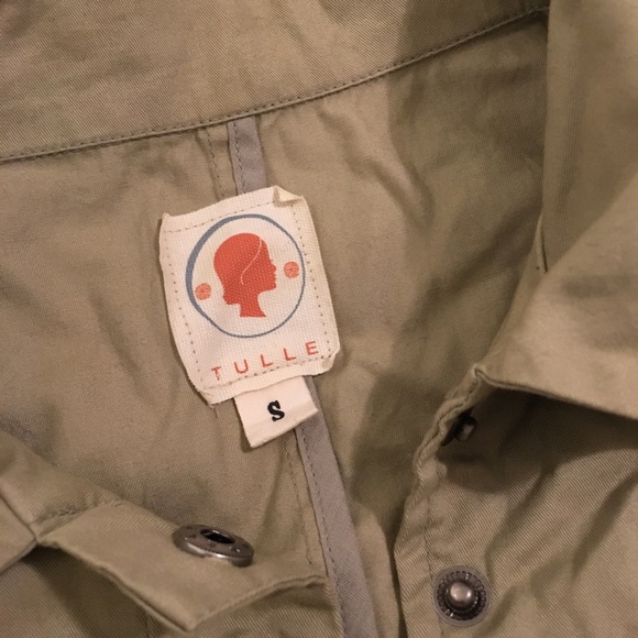 ❌SOLD❌ tulle khaki utility jacket trench coat - Picture 8 of 8